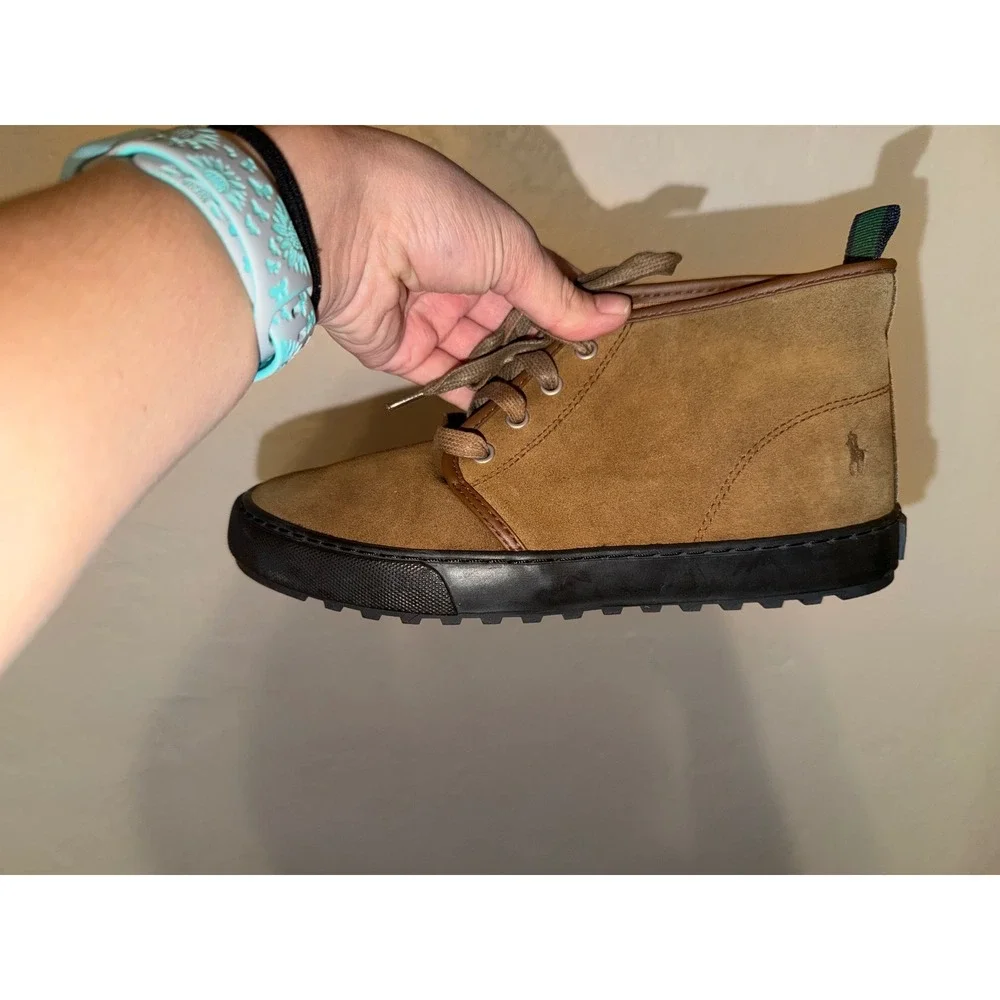 Polo Ralph Lauren Chett Brown Suede Chukka Boots Mens 4.5 RF101304 Lug Sole